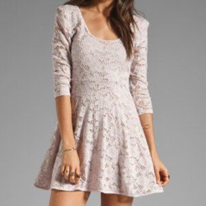 FREE PEOPLE Lace Skater Dress in Rose